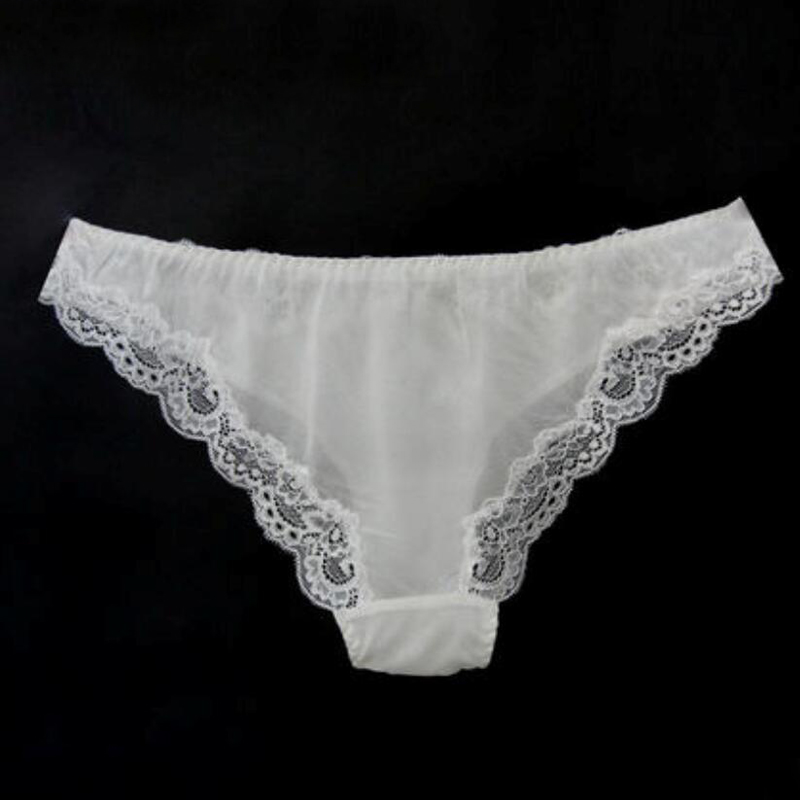 100% SILK basic women PANTIES high quality Beige Lace Sexy ladies lingerie calcinha briefs underwear calzoncillos